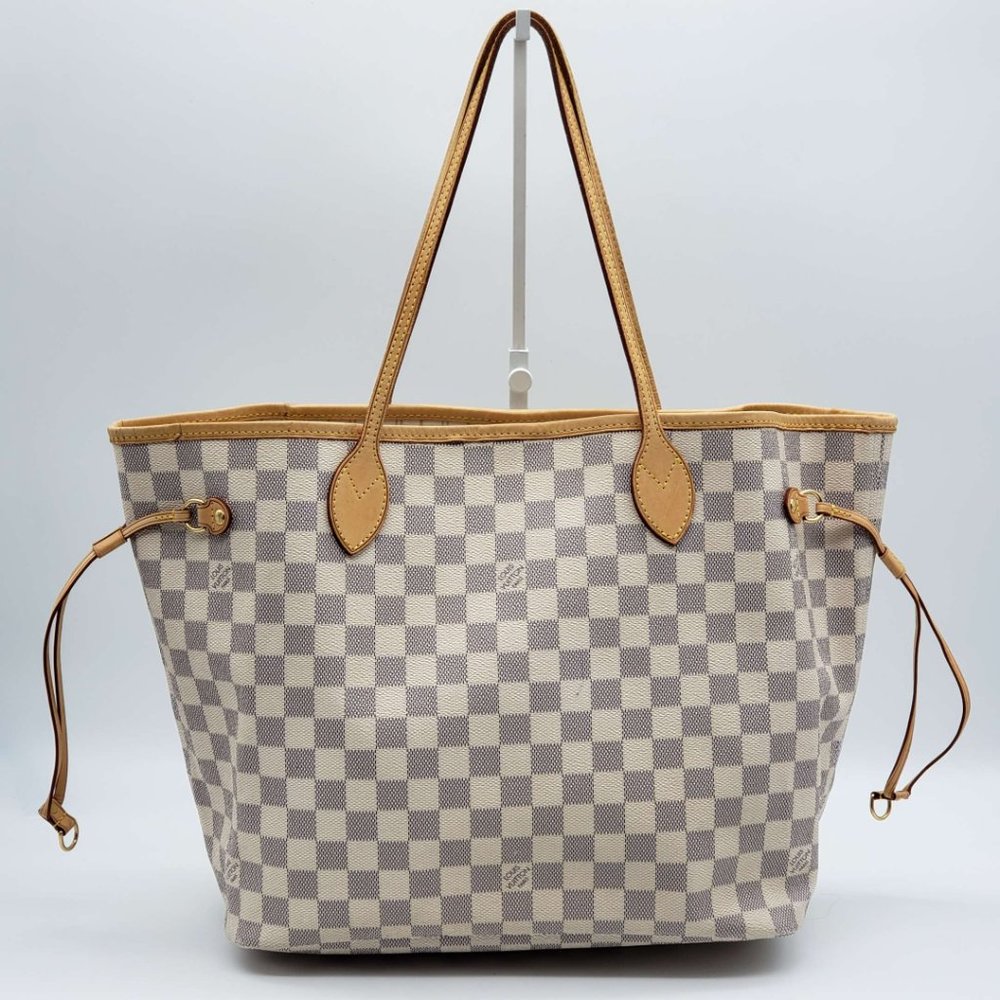 100% Authentic Louis Vuitton Neverfull MM Damier Azur Tote Bag